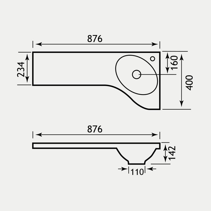 Oslo Corner Combi Long Basin top RH