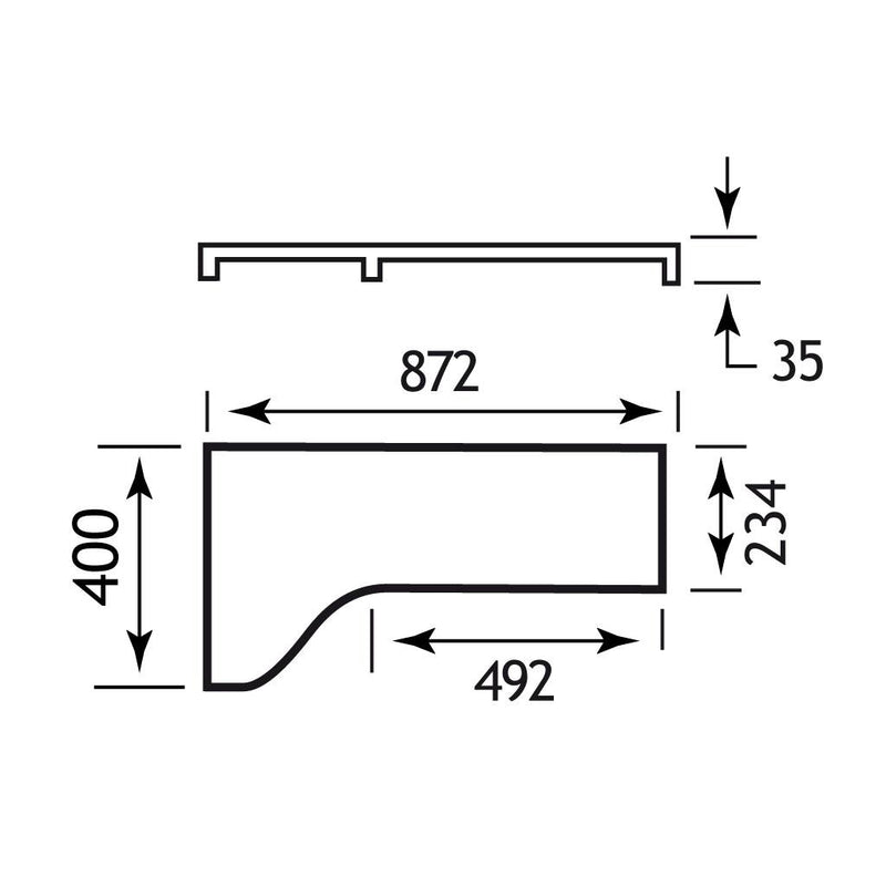 Oslo Curved Long top Plain LH