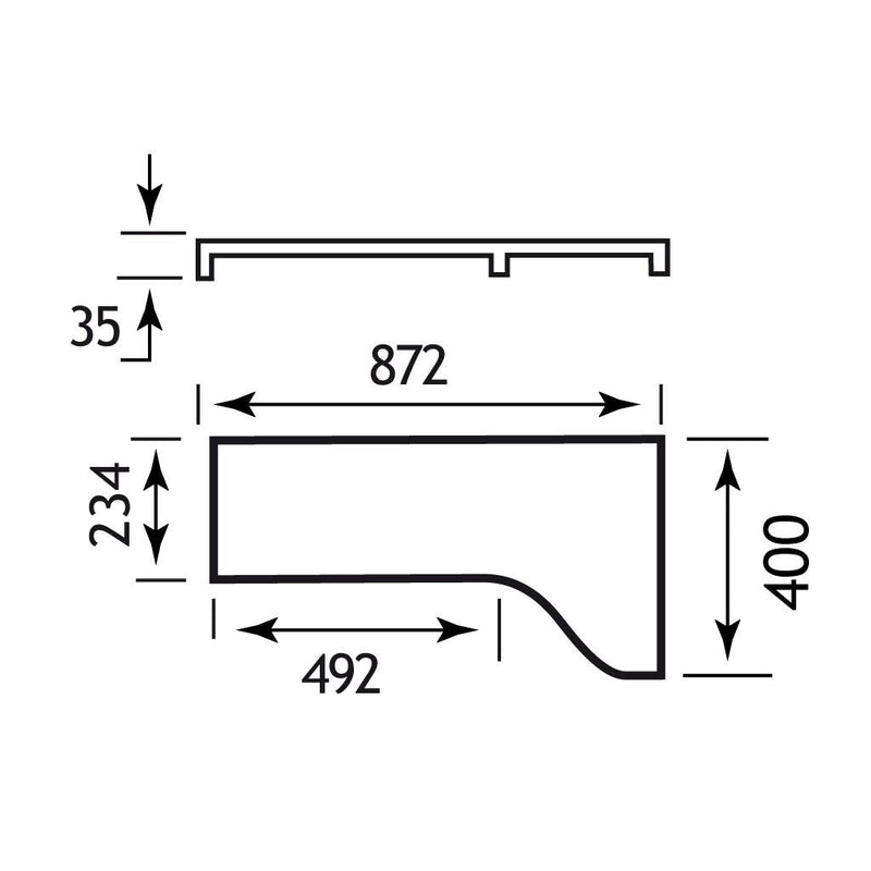 Oslo Curved Long top Plain RH